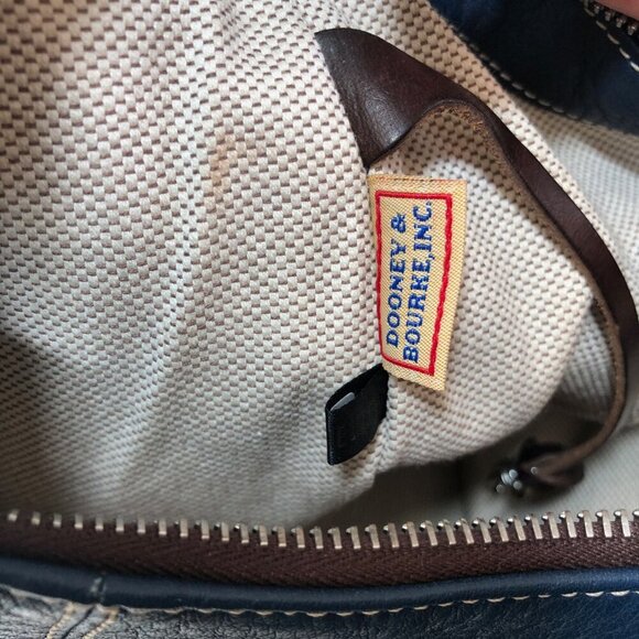 Dooney & Bourke Navy Blue Pebbled Leather Round Logo Zipper Hobo Shoulder Bag - Picture 8 of 12